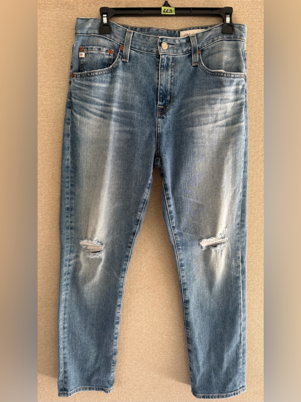 Ag Adriano Goldschmied Light Blue Distressed Boyfriend Jeans